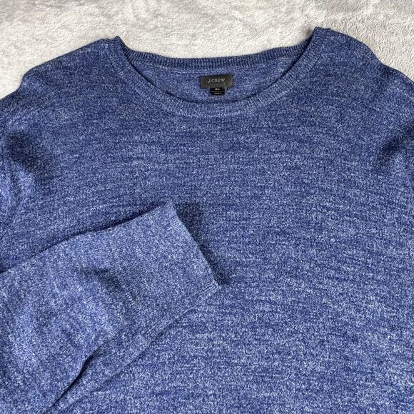 J.Crew Sweater Mens XL Blue Heather Cotton Crewneck Knit Pullover Long Sleeve - Picture 1 of 8